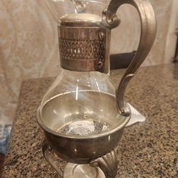 Vintage Silver  Plated Wine Coffee Tea Carafe, Coffee Tea Carafe With Warmer Stand, Silverplated
