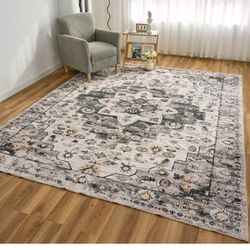 OIGAE Machine Washable Area Rug for Living Room Bedroom Farmhouse Home/Office Decor, 6x9 Carpet Vintage Boho Style Ultra-Soft with Non-Slip Backing, 0