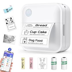 Label Maker Machine with Tape - Mini Sticker Printer Bluetooth Label Printer