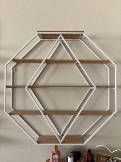 Octagon White Wood Shelves Home Decor