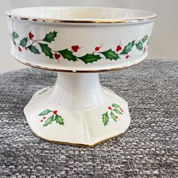 Lenox Christmas Candle Holder Gold Trim  Vintage