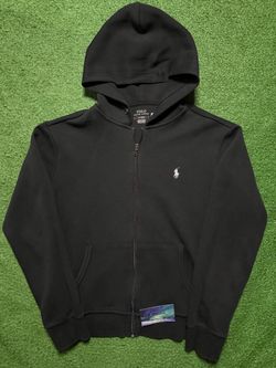 Polo Ralph Lauren Zip Up Hoodie Black Medium Pre-Owned