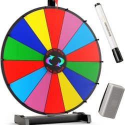 18 Inch Heavy Duty Spinning Prize Wheel - 14 Slots Color Tabletop Roulette Spin The Wheel with Dry Erase Marker and Eraser Win The Fortune Game