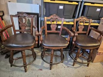 (3) solid wood 24 inch swivel bar stool chairs