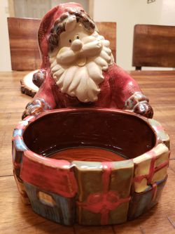 Santa ceramic planter/candle holder