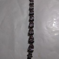 Silver Bracelet With Purple Spinel Pear Cut Stone Lent 7 1/4 Used
