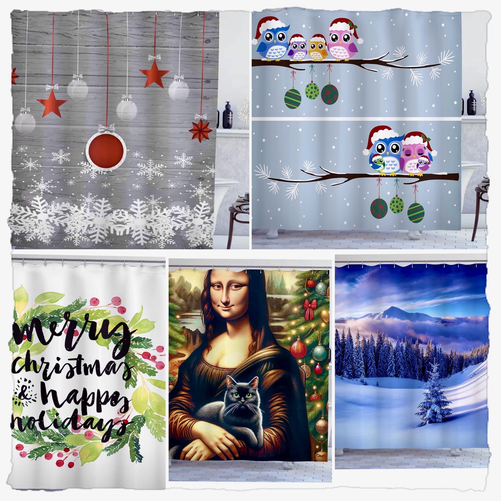 Bathroom Curtains  Christmas 