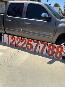 SET OF 10 VINTAGE ENAMEL GAS STATION PRICE NUMBER SIGNS (10.5”W X 19”H EA)