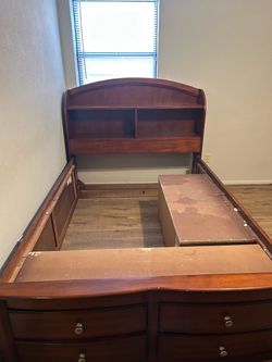 Twin Captain's Bed with Storage and Bookcase Headboard