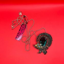 Betsey Johnson Emerald Pin/Necklace