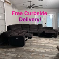 Free Curbside Delivery! Electric Sectional Couch With Headrest Control And USB Ports