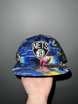 Nets Snapback Hat – Tropical Palm Trees Design in Blue – Adjustable Cap