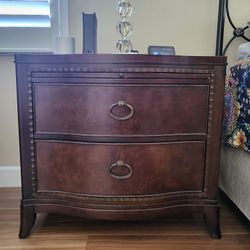 Pair of Vintage Rhodes Furniture Nightstands  - Solid Wood, Hidden Pullout Tables