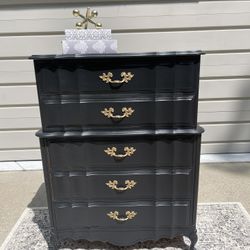 Black French Provincial Tall Dresser