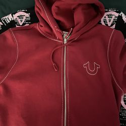 True religion red hoodie 
