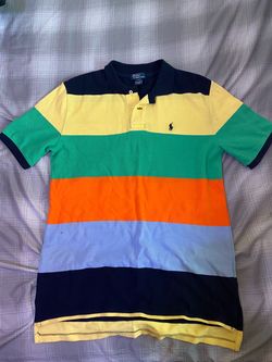 Vintage Ralph Lauren Polo Shirt Multicolor Striped – Yellow, Green, Orange & Blue
