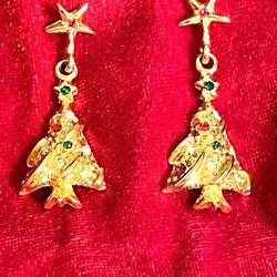 Vintage Christmas Tree Earrings 