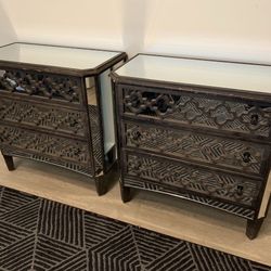 Mirrored 3 Drawer Bedside Table Set