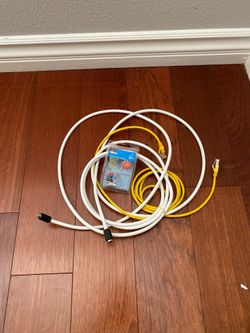 Ethernet and tv cables and F-splice adapter Coax cable