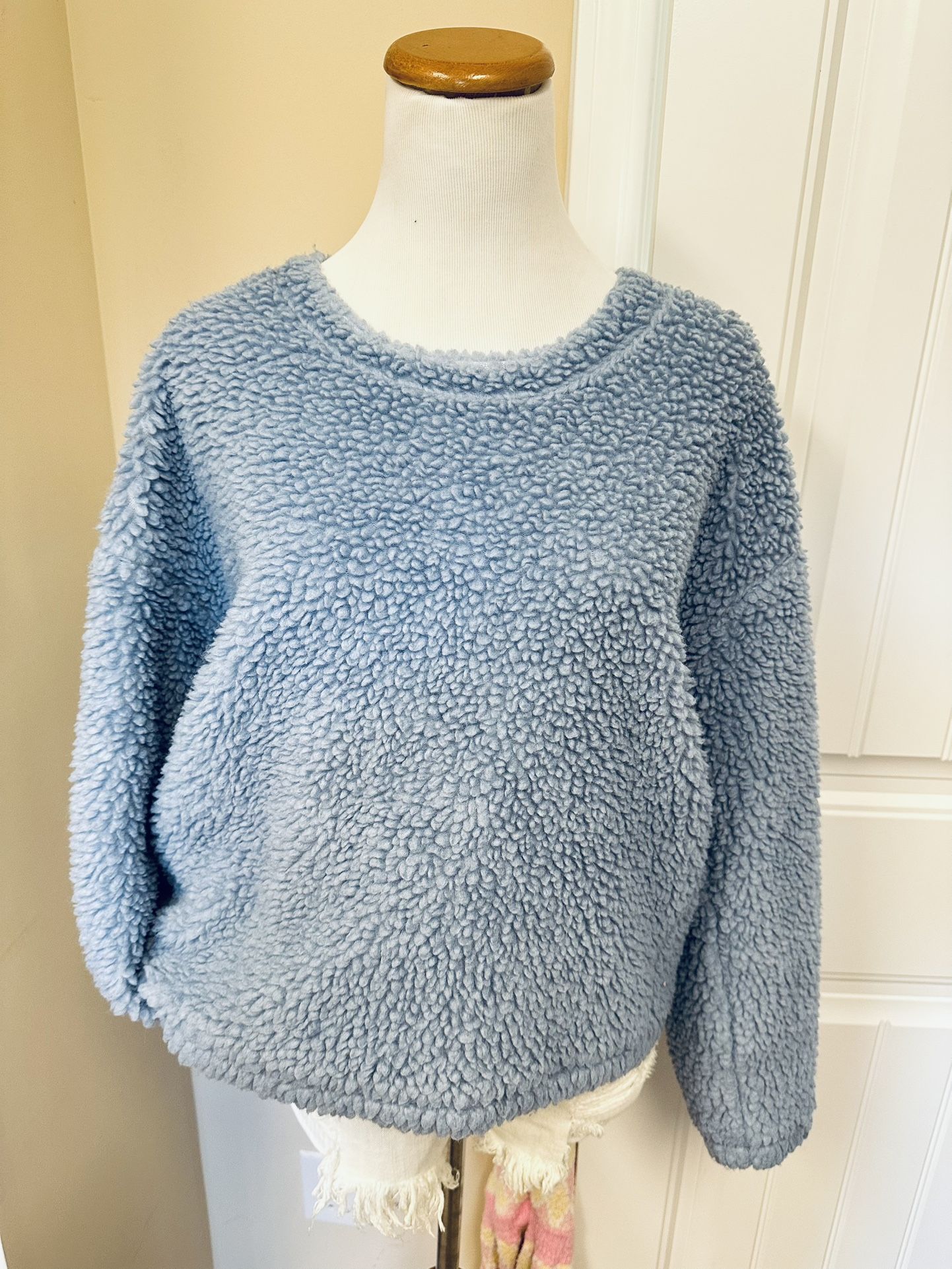 Lululemon Blue Sherpa Fleece Pullover Sweater Sz 8 | Cozy Teddy Half-Zip