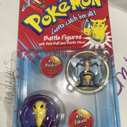 Pokemon Movie #15 Beedrill #14 Kakuna 2" Battle Figures Discs Poke Ball Hasbro