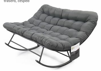 Large double rocking chair with soft cushion for outdoor and indoor use, 700 lb capacity