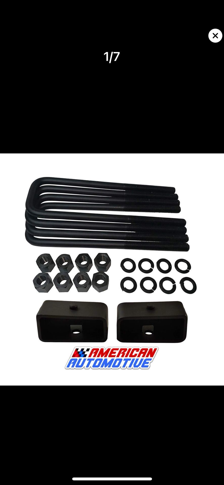 American Automotive 2" Rear Suspension Lift Steel Blocks + Extra Long 12" Leaf Spring Axle U Bolts