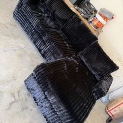 🚨 Last 1 🚨 L Shape Black Sectional Corduroy Sofa Couch