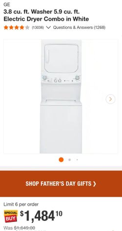 New floor model GE 3.8 cu ft Washer 5.9 cu ft Electric Dryer Combo