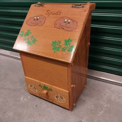 Vintage Handpainted Wooden Potato and Onions Storage Bin