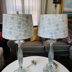 Pair Vintage Acrylic Flower Lamps