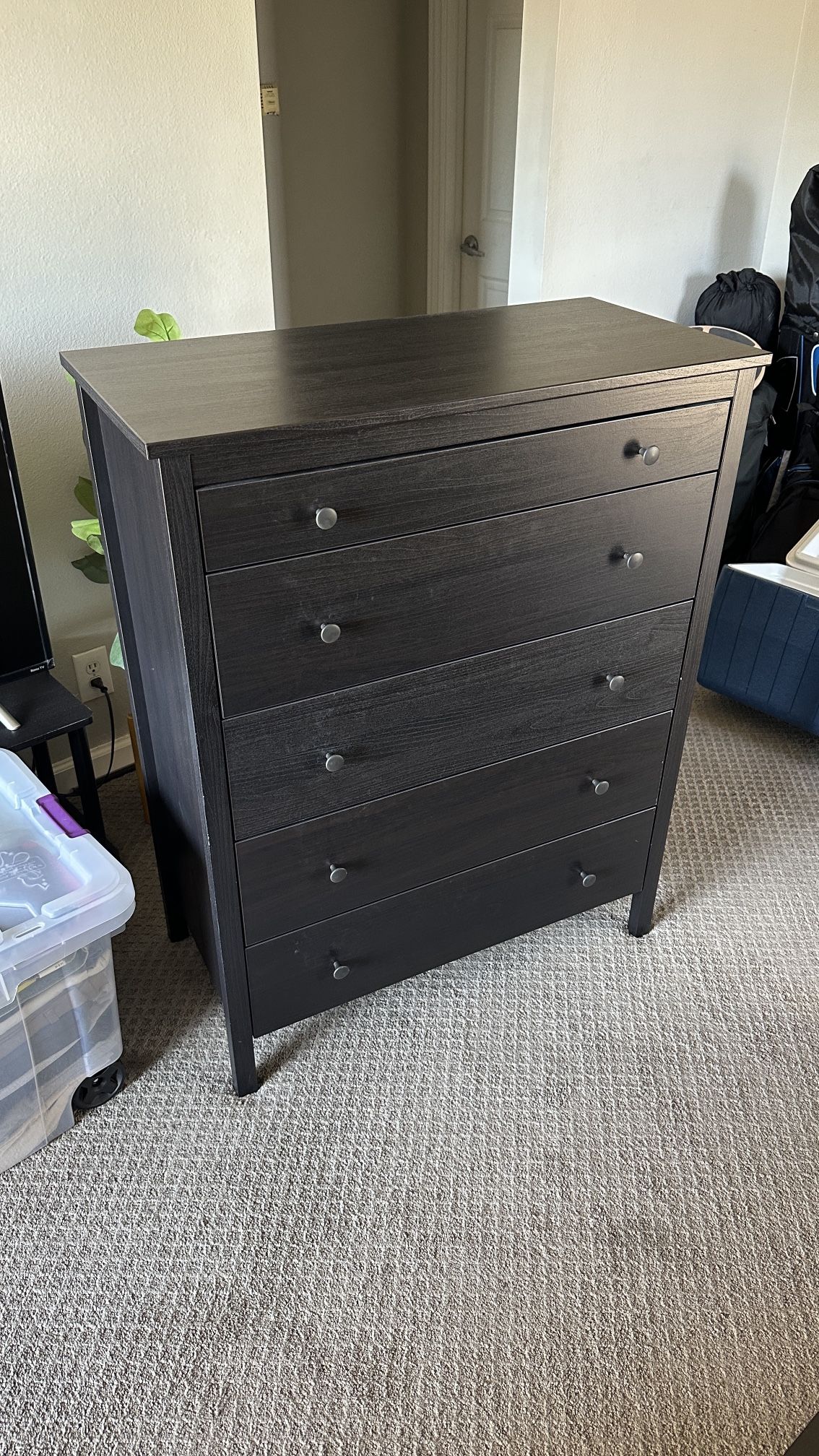 ikea 5 drawer chest dresser black brown IKEA 5 Drawer Dresser