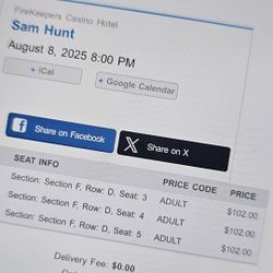 Sam Hunt Tickets!!!