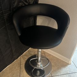 Black Vegan Leather Bar Stool 