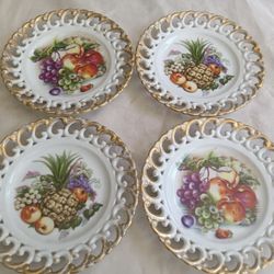 4 1958 Decorative Porcelain Royal Sealy China Plates from Japan 8.25" diameter