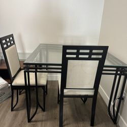 Glass Top Dining Table Set With 4 Chairs