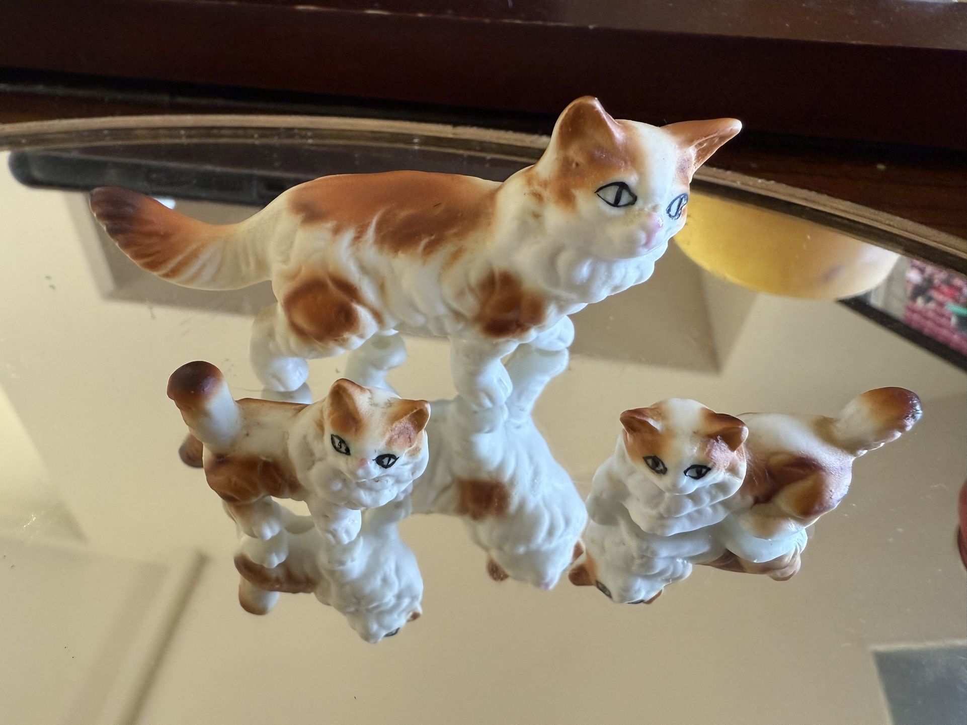 Vintage Bone china cat Family Figurines