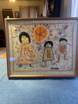 The point of art; Vintage 70s Child’s Art Transferred to Needlepoint by Mark: