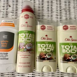 Dove Or Old Spice Whole Body Deodorant Spray or Stick, Aluminum Free Total Body Deodorant, NEW