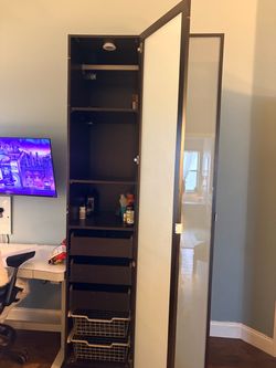 Tall Storage Cabinet / Wardrobe with Frosted Glass Doors