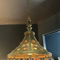 Antique Brass Crystal Chandelier