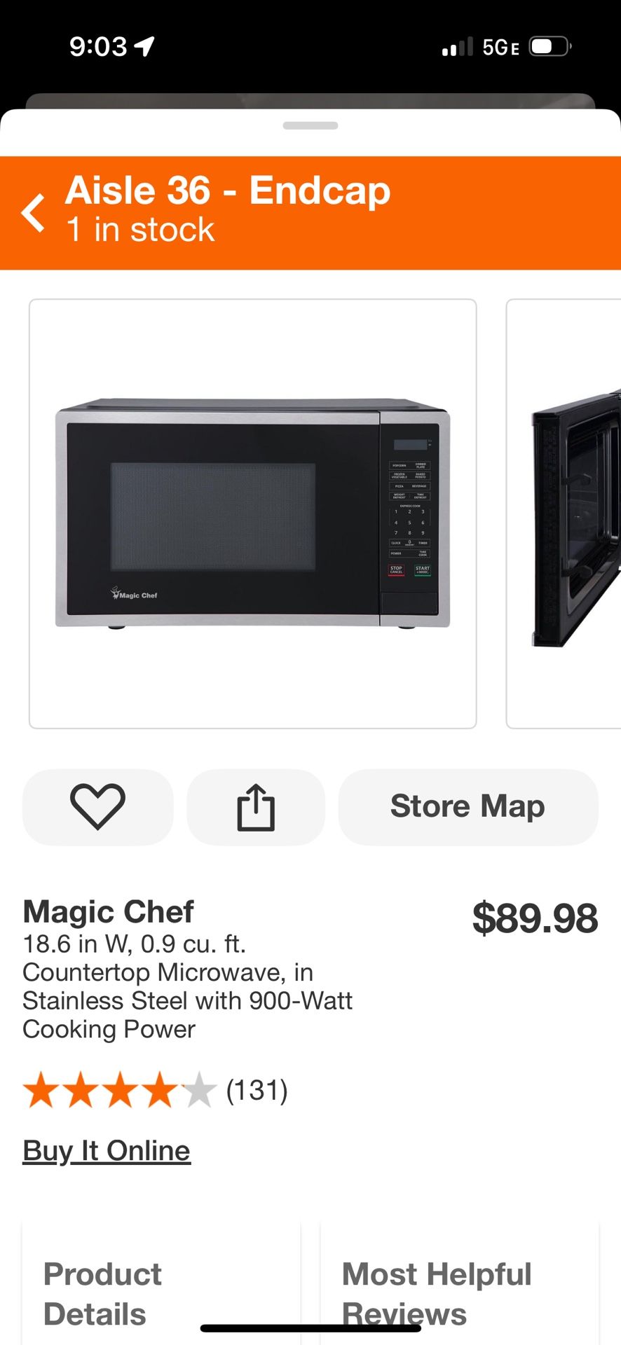 900 WATT MAGIC CHEF STAINLESS MICROWAVE NEW