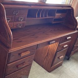 Antique Roll-top Desk - Many Drawers & Cubbies
