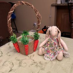 Carrot Basket and Cute Bunny 