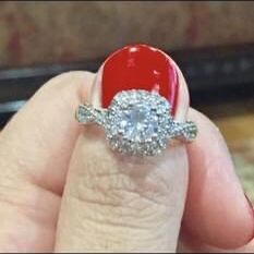 Sterling Silver Palted Sapphire Ring Size 6.75 