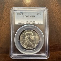 1963-D Ben Franklin Half Dollar, PCGS MS64