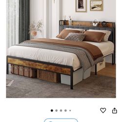 King Bed with Headboard & Metal Frame – Gently Used 