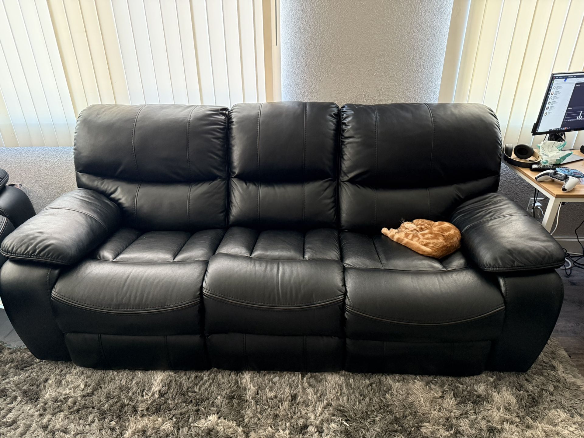 Leather Recliner Couch Set