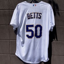 Medium new Dodgers Betts Home jersey gold trim