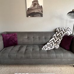 Dark Grey Tufted Couch